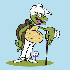 Golfer Turtle Mascot Vector Cartoon