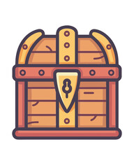 traditional wooden hidden mystery secret special private pirate golden fortune treasure chest illustration design 