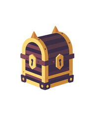 small golden spikes wooden hidden mystery secret special private pirate golden fortune treasure chest illustration design 