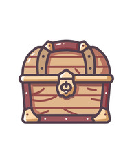 small handle light brown locked hidden mystery secret special private pirate golden fortune treasure chest illustration design 