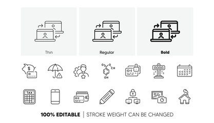 Calendar, Outsource work and Smartphone line icons. Pack of Pencil, Tax calculator, Home icon. Wallet, Lock, Risk management pictogram. Card, Attraction and Photo camera Line icons. Vector