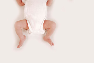 details of newborn baby with white background
