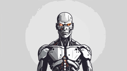 robot cyborg illustration , Vector style design , flat
