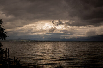 sunset over the lake