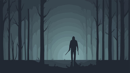 Naklejka premium person in the woods , Vector style design , flat