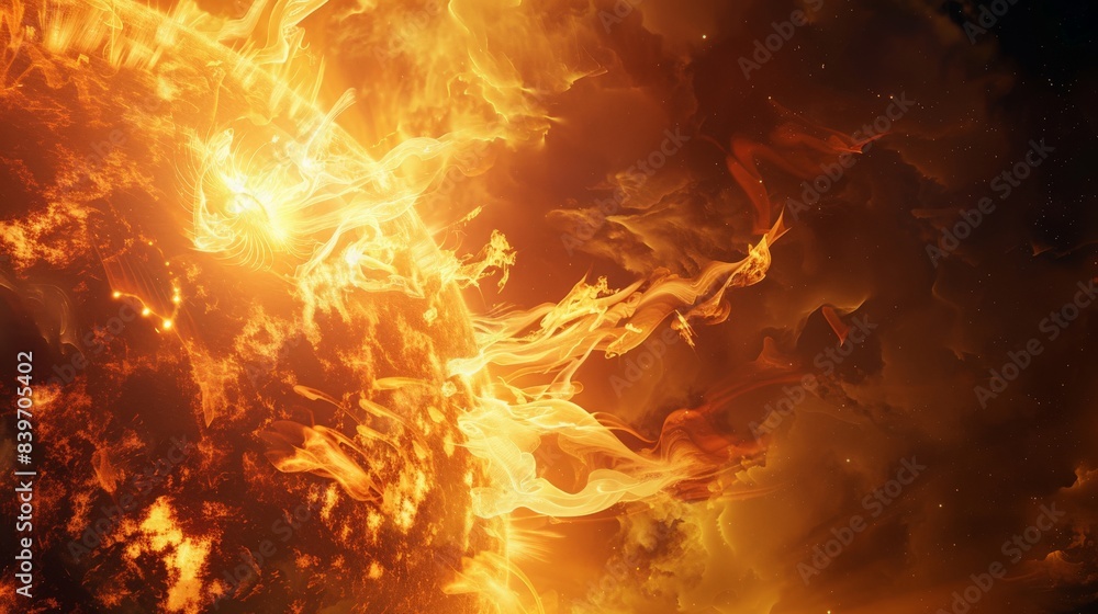 Aufkleber detailed view of a solar flare on the sun's surface showing the ferocity of magnetic storms. ideal f