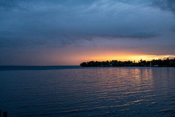 sunset over the lake