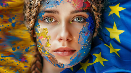 Woman with European flag
