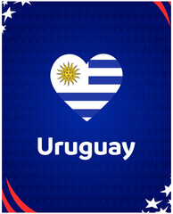 Uruguay Flag Heart American Football USA 2024 Abstract Design Logo Symbol American Football final Vector illustration