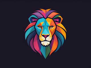 Obraz premium Minimalist geometric simple colorful lion logo design