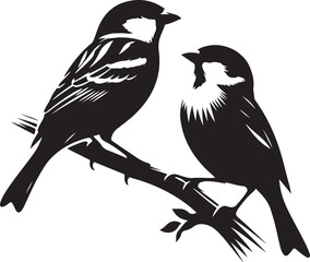 Beautiful bird couple sparrow vector.