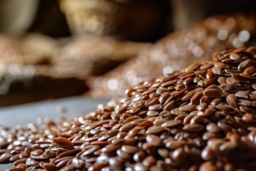 Obraz premium Close up of flax seeds