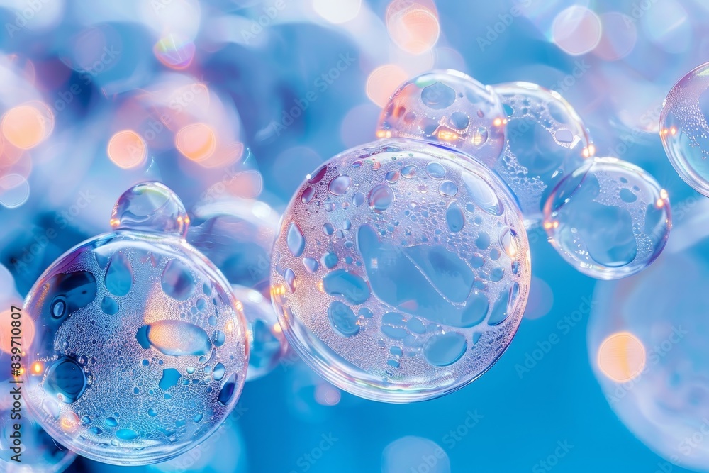 Poster ephemeral beauty macro view of iridescent soap bubbles revealing delicate patterns and colors