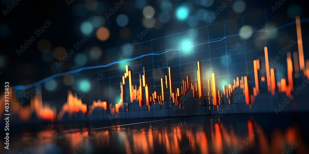 Poster creating an abstract design for a stock market graph. concept stock market trends, abstract data vis