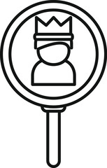 Magnifying glass focusing on a businessman wearing a crown, symbolizing headhunting