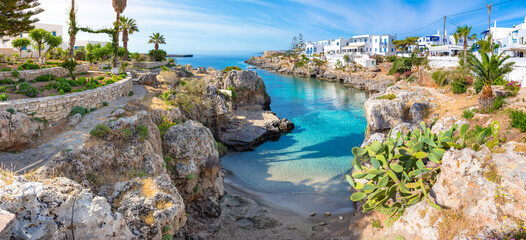 Famous seaside village of Avlemonas with beautiful natural scenic fjord in island of Kythera, South...