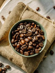 top view Close-up of coffee beans