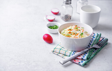 Radish cabbage coleslaw in a bowl