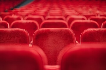 Fototapeta premium Detailed view of red theater seats