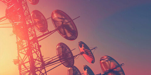 The Synched Signal: A row of antennas, mounted on a communications tower, pointing towards the horizon