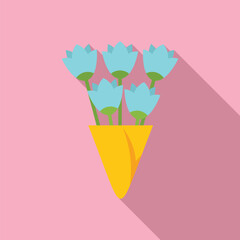 Simple representation of a bouquet of flowers being given as a gift