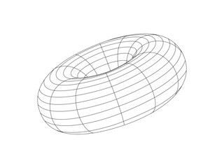 Isolated abstract geometric Y2K wireframe. Editable stroke retro futuristic shape. Vector illustration