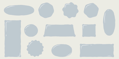 Doodle textbox set. Hand drawn blank quote frames. Isolated Vector text frames