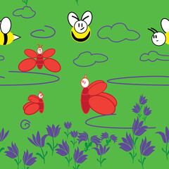 Butterflies, bees and Flowers