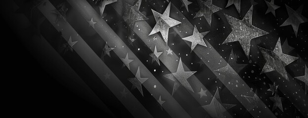 Black and gray background with stars and stripes, featuring an American flag pattern Generative AI