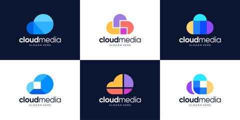 Colorful cloud abstract logo design collection.