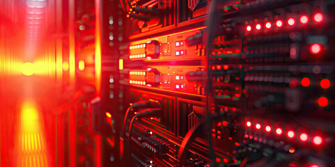 Fototapeta premium The Firewall's Last Stand: A network security center, defending against relentless cyber attacks.