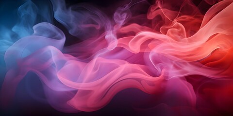Fototapeta premium Vibrant Smoke Puffs Against a Dark Background with Pink and Orange Hues. Concept Smoke Art, Vivid Colors, Dark Background, Pink & Orange Hues, Creative Photography