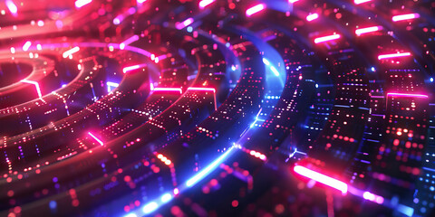 Fototapeta premium A labyrinth of flashing lights and pulsing signals, entangling minds and altering realities