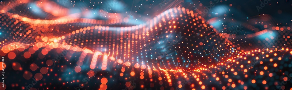 Wall mural futuristic technology abstract lines and grid in virtual space from the concept of digital technolog