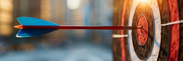 Arrow in flight at target   olympic games sport concept emphasizing speed and precision