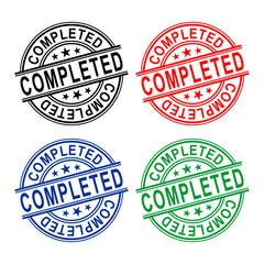 Completed Rubber Stamp Icon on white Background vector.