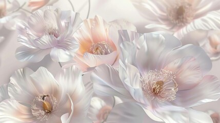 Obraz premium This image features soft pastel-colored 3D-rendered flowers with delicate details, providing a dreamy aesthetic