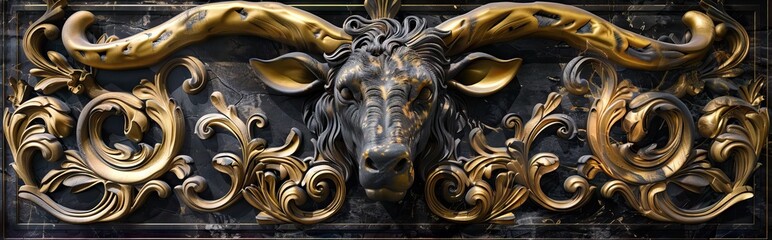 Mural 3d effect dark color, wallpaper, wall art. AI generated illustration