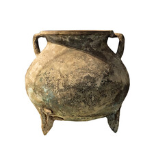 the old clay jug on white, isolated