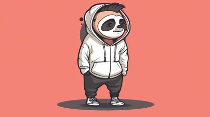 A cartoon sloth with emo hair wearing a hoodie and sweatpants, generated with AI