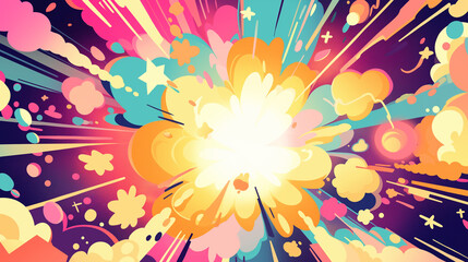 コミックアート風のふきだしが爆発するポップなフレーム背景イラスト