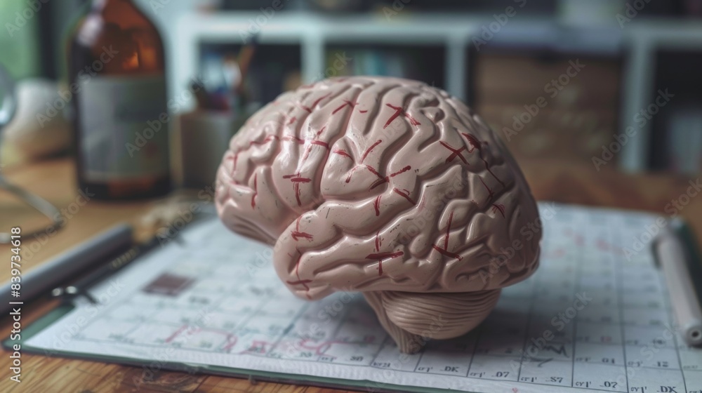Aufkleber a closeup of a calendar with crossed out events indicating the impact of brain trauma on memory