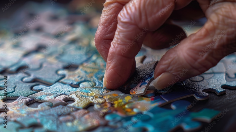 Poster a closeup of a persons hand reaching for a puzzle piece symbolizing the need for support and assista