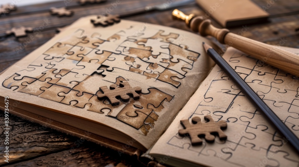 Aufkleber a list of brainboosting activities written in a memory journal such as puzzles and crossword puzzles