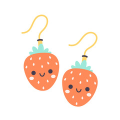Kids jewelry. Colorful handmade earrings. Vector illustration in flat style