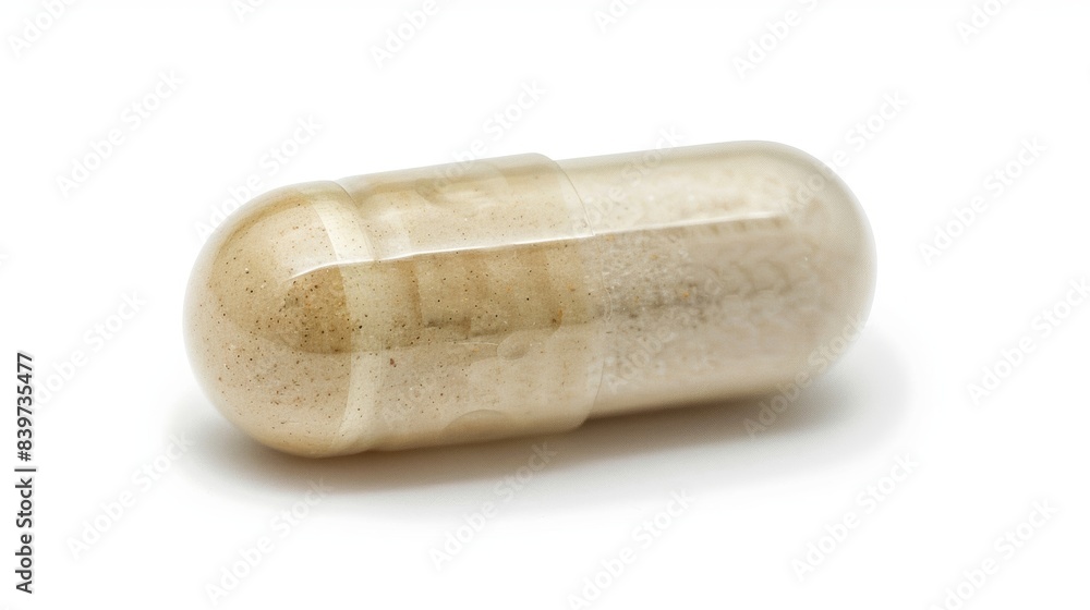 Poster a closeup of a capsule filled with a potent blend of herbs and nutrients to enhance brain function a