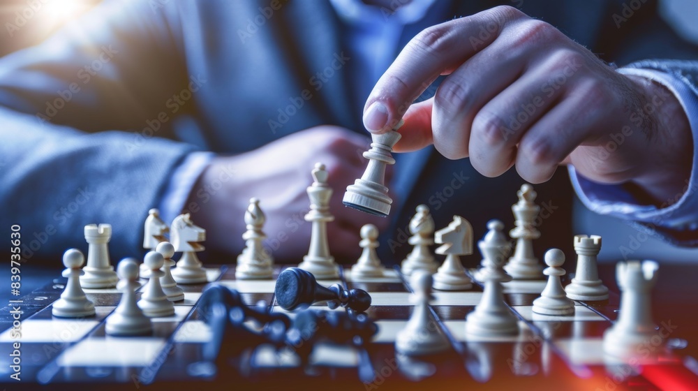 Poster a person playing chess promoting problemsolving skills and critical thinking