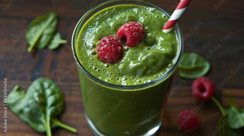 Poster A smoothie made with spinach berries and yogurt emphasizing the nutrientdense and brainboosting potential of certain foods