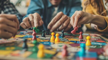 Obraz premium A group playing a board game stimulating the brain through strategic thinking