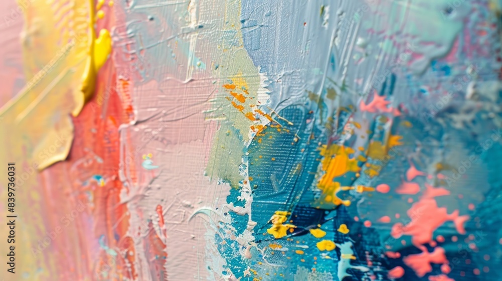Poster a colorful abstract painting that represents the complexity and unpredictability of memories